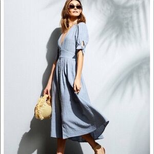Free People Love Of My Life Buttondown Endless Summer Tie Knot Midi Dress